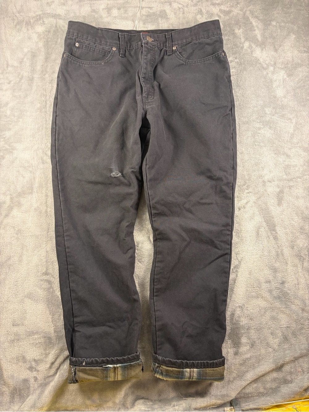 Lee Vintage Relaxed Fit Jeans in Black with plaid flannel lining 36